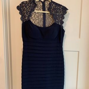 Navy dress with lace bodice